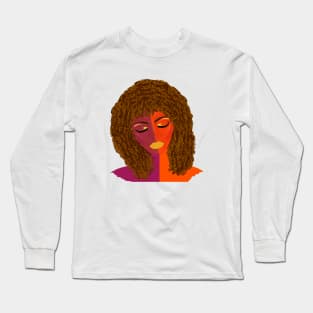 Purple and Orange Woman with Curly Natural Hair (White Background) Long Sleeve T-Shirt